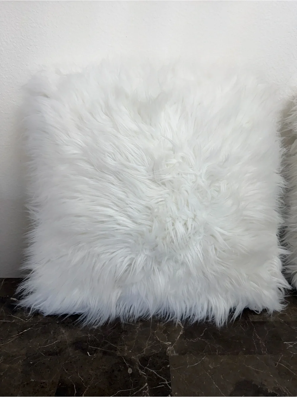 White Faux Fur Accent Pillows (Set of 2)